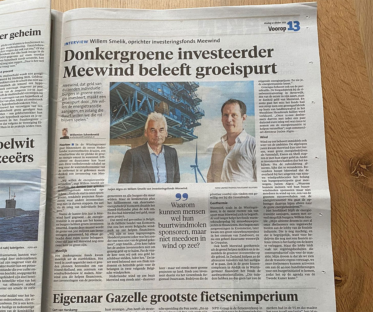 Meewind in het Haarlems Dagblad